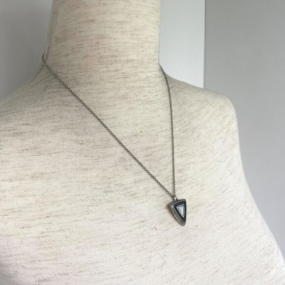 Sterling Silver 925 Relios Carolyn Pollack Green Stone MOP Pendant Necklace 18" - Picture 13 of 16